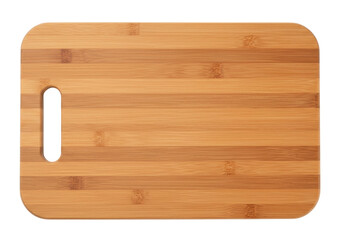 Isolated Clean Bamboo Cutting Board with Handle