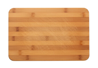 Isolated Light Brown Wooden Cutting Board with Scratches