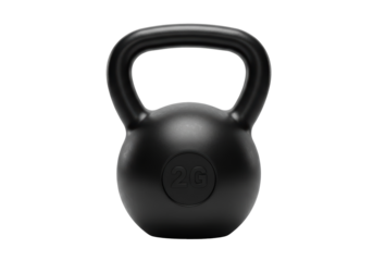 Isolated Black Kettlebell with Weight Label