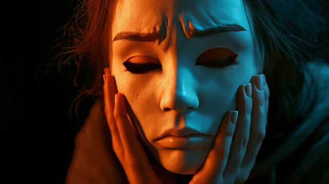 A person wearing a terrifying mask, conveying a sense of eerie mystery and impending danger.