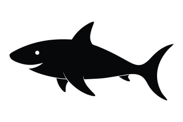 Fototapeta premium Silhouette of a shark swimming through deep ocean vector illustration.