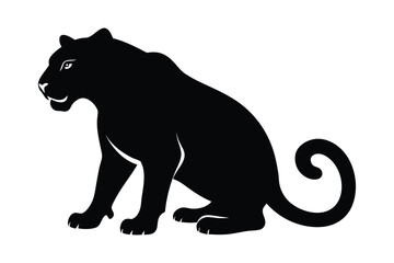 Fototapeta premium Silhouette of a tiger crouching in stealth mode vector illustration.