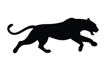 Obraz premium Silhouette of a tiger pouncing on its target vector illustration.