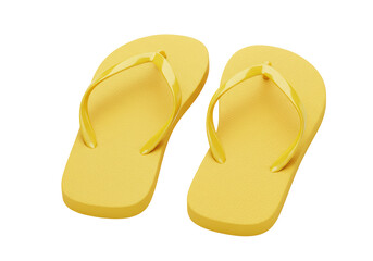 Isolated Yellow Flip Flops Summer Footwear