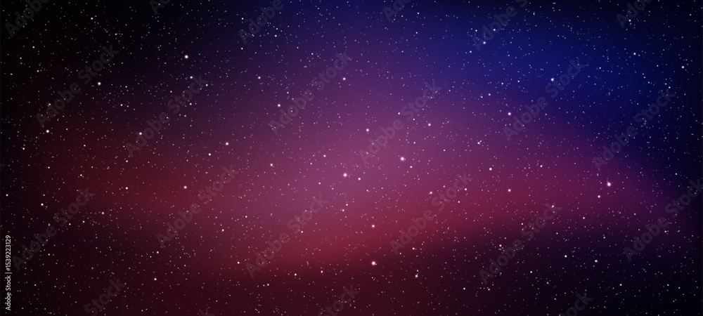 Poster Dark gradient space vector background with many white stars. Galaxy universe backdrop for cosmic exploration. Astrology night sky texture.