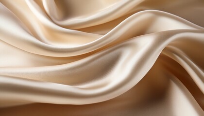 Obraz premium close up view of ivory silk satin fabric rippling in subtle waves the texture flowing delicately with soft light glimmering on the surface