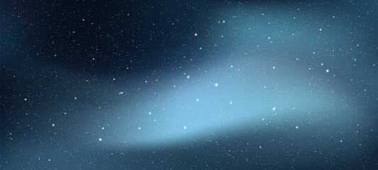 Dark blue night sky with many stars. Concept of space and galaxy. Vector art for background design and cosmic illustration.