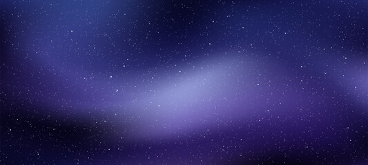 Dark night sky with many white stars. Starry cosmos background for outer space, galaxy. Abstract vector cosmic illustration.