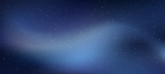 Dark blue starry night sky background with bright scattered cosmos lights in vector art for astronomy and universe concept.