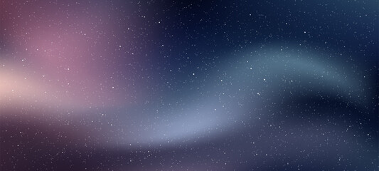 Abstract blue and purple nebula with twinkling stars. Galaxy background with cosmic dust and bright starlight for science and astronomy.