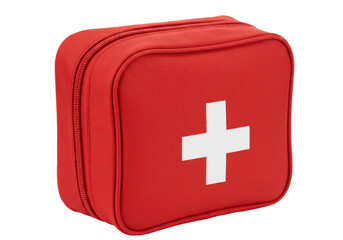 Isolated Red First Aid Kit with White Cross