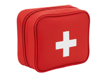 Isolated Red First Aid Kit with White Cross