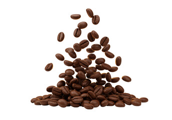 Isolated Pile of Falling Roasted Coffee Beans