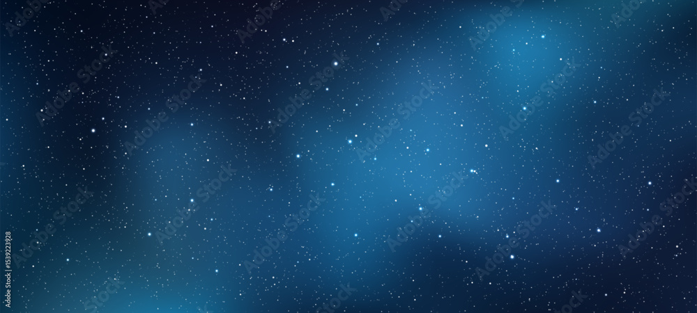 Poster deep space blue starry sky background with nebula. universe galaxy backdrop for science, cosmos, ast