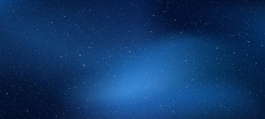 Dark deep blue universe background with bright stars and milky way forming abstract outer space galaxy. Cosmic night sky for astronomy theme. © hiten666