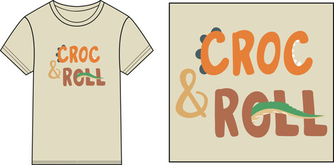 Croc and roll t-shirt design vector illustration 