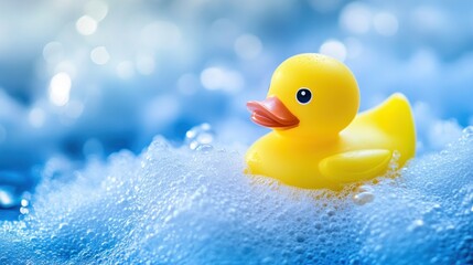 Rubber duck in soapy water