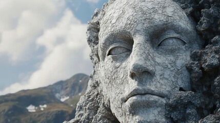 Obraz premium Stone woman's face in mountains