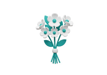 Isolated Bouquet of White Flowers with Turquoise Accents