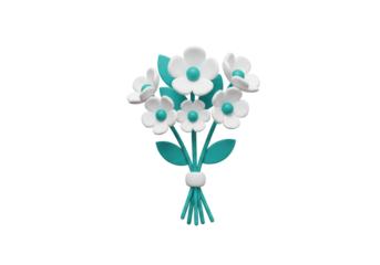 Isolated Bouquet of White Flowers with Turquoise Accents