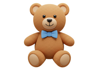 Isolated Soft Brown Teddy Bear with a Charming Blue Bowtie