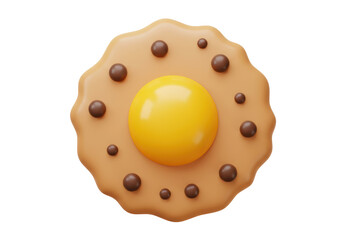 Isolated Whimsical Cookie with Yellow Center and Chocolate Chips