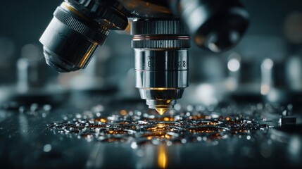 High Resolution Microscope Close-Up Examining Material Structure, Technology and Innovation