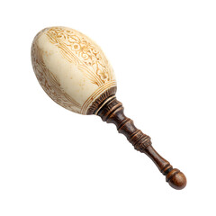 Antique bone darning egg, Victorian sewing tool, dramatic lighting, warm cream tones, isolated on a white background
