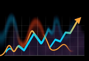 Fototapeta premium Abstract financial chart with upward trending line graph, clean vector illustration, concept, background