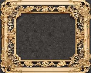 
Rectangle vintage gold frame for web presentation, horizontal border in oriental style, png with transparent background


