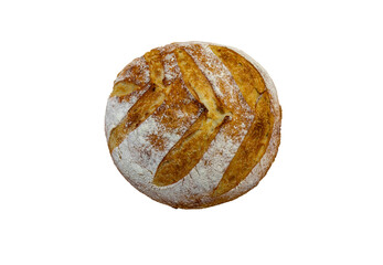 Freshly baked artisan sourdough bread on a wooden board.