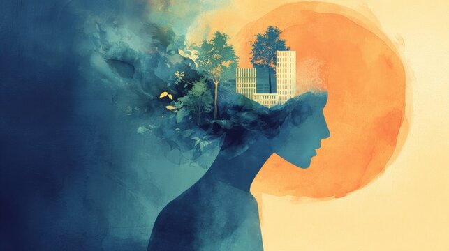 Reflecting on Nature and Urban Life Within the Silhouette of the Mind in a Dreamy Watercolor Palette