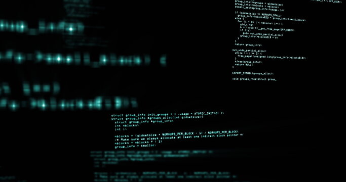 Displaying monospaced code text inside terminal window, floating blurred turquoise data patterns - Powered by Adobe