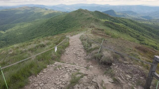 Mountain Path near Halicz Peak in the Bieszczady Mountains, Poland