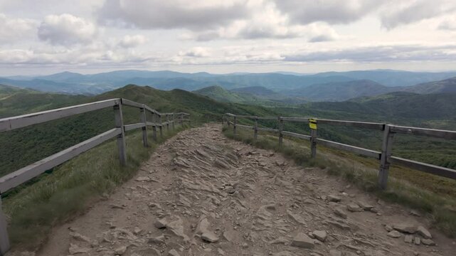 Mountain Path near Halicz Peak in the Bieszczady Mountains, Poland