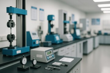 Laboratory with blurred background and precision testing equipment, for scientific research and quality control applications.