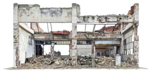 PNG Factory destroyed building demolition person human.