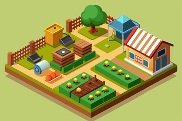 Isometric urban architecture set: vector illustrations of city buildings, residential homes, and street maps for construction and real estate design