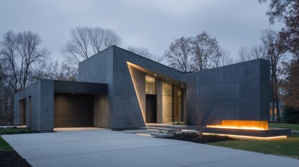 Clean and bold modern home with minimalist design, warm materials, and sculptural lines