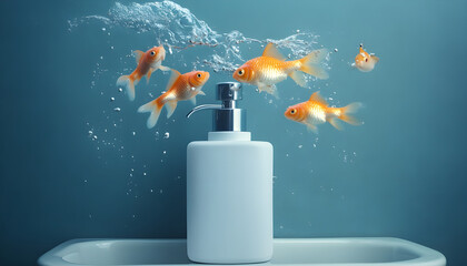 Goldfish in a Soap Dispenser Surreal Bathroom Still Life