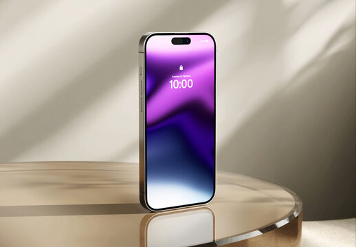 Smartphone Mockup on Glossy Round Table