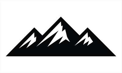 Three peak mountain range black and white icon