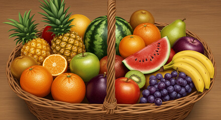 Tropical Fruit and Sunflower Arrangement