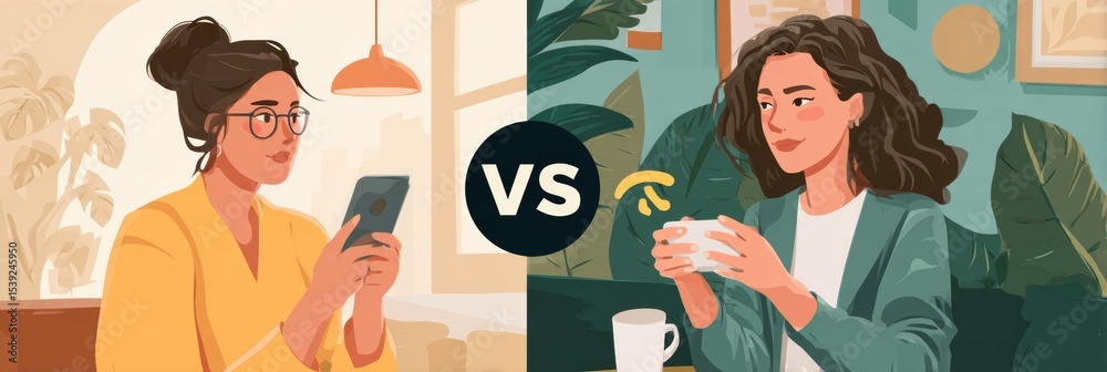 Poster comparison of public wi-fi risks and benefits of using a vpn in a cozy indoor café setting