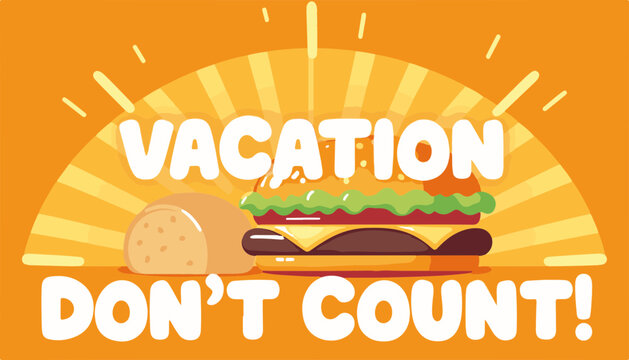 Colorful summer illustration with a vibrant hot dog and bun, bright sun rays, fun and lighthearted vacation theme promoting indulgence, concept of food industry or catering