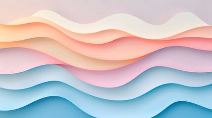 Papercut layered waves in pastel shades smooth sh