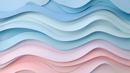 Fototapeta premium Papercut layered waves in pastel shades smooth sh