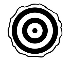 Black and white vector illustration of axe-throwing target with concentric circles. Clipart image.