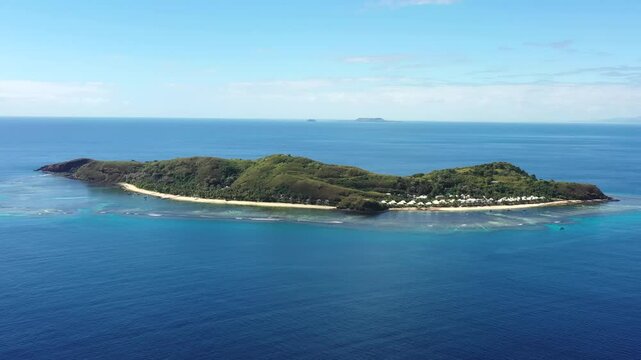 Pacific ocean scenic Tokoriki island of Fiji &ndash; aerial flying footage of tropical paradise 4k.
