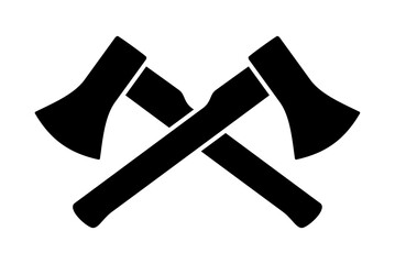 Crossed axes silhouette icon on white background. Clipart image isolated on background.